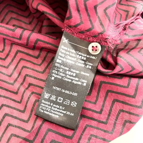 Scotch & Soda NWT Long Sleeve Button Up Semi Sheer Shirt Burgundy Black Small