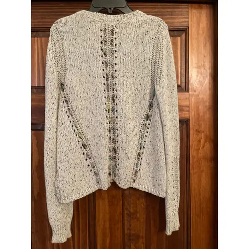 Anthropologie Knitted & Knotted
Woven Pointelle Zip Up
Cardigan Sweater Small
