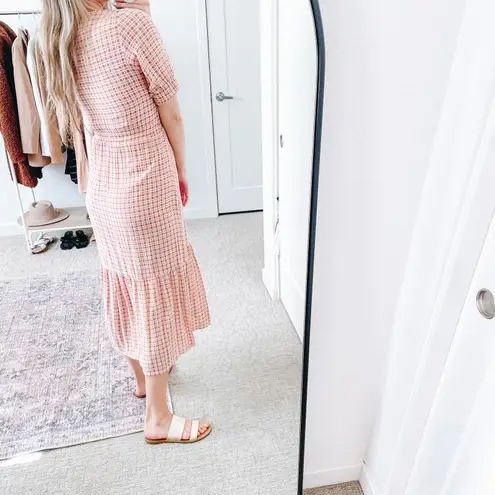 Faithfull the Brand Revolve Maple Pink Plaid Cut Out Midi Dress