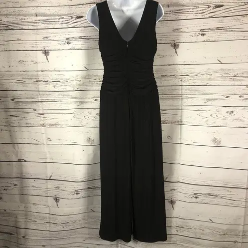 R & M Richards Dressy Cowl neck sleeveless wide legged jumpsuit in black size 6