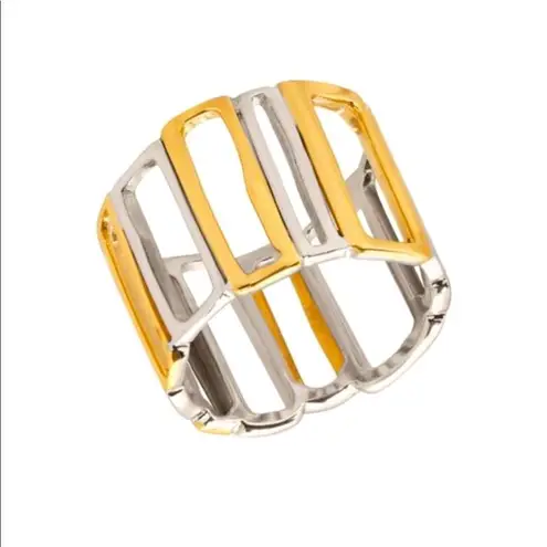 Silpada Sterling Silver and Gold Tone Framework Two Tone Ring Sz 6