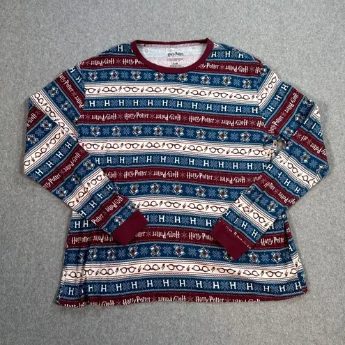 Harry Potter Long Sleeve Shirt Size Large Crew Neck Graphic Striped Lounge Casua