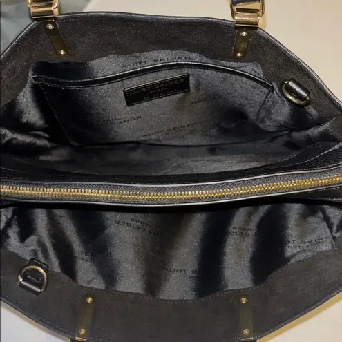 Kurt Geiger LONDON EMMA TOTE BLACK TEXTURED LEATHER HANDBAG GOLD TONED HARDWARE