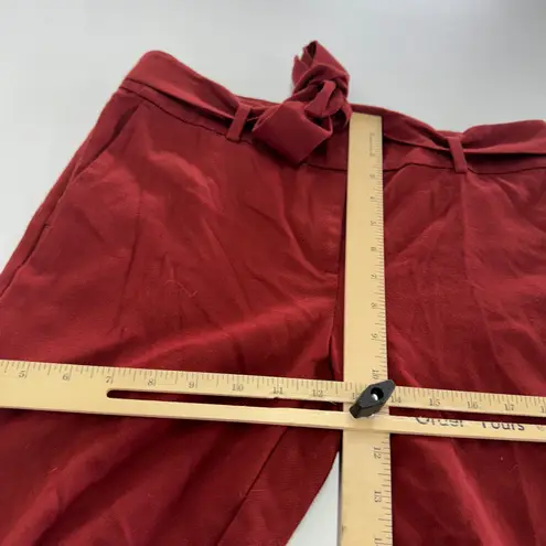 Loft  Pants Womens 4 Red Straight Mid Rise Ankle‎ Trouser Tie Waist