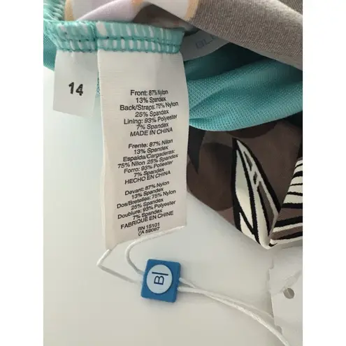 Bleu Rod Beattie Run Wild Bandini Tankini Top Size 14 Multicolored Floral NWT