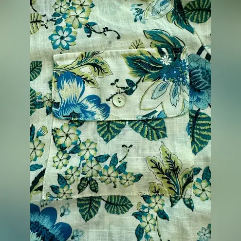 Anthropologie DRA Los Angeles Floral button up jumpsuit Pocket detail Fits M/L Blue Size undefined