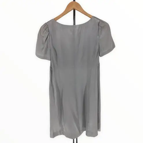 Rebecca Taylor Grey Silk Embellished Beaded Bib Collar Y2K Mini Dress