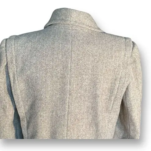 Vintage 80s Blazer Petite Tan Cream Wool Herringbone Tweed Double Breasted Coat Size undefined