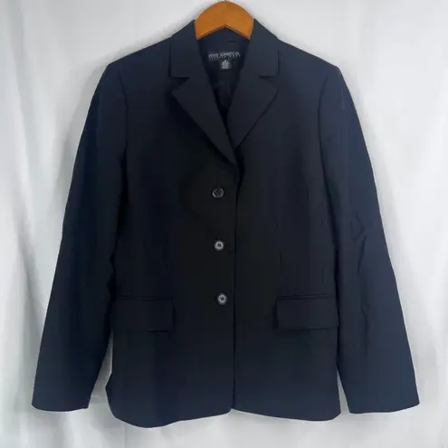 Petite Sophisticate Stretch 96% Wool Black Basic Blazer Single Breasted Sz 8/MD