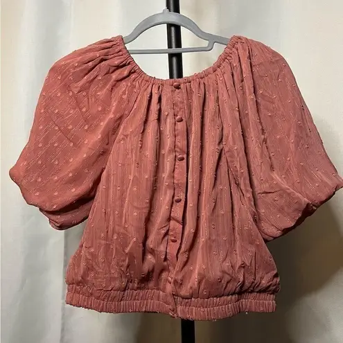 By The River Blush Pink Puff Sleeve Blouse Large