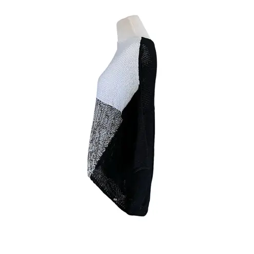 Pure Handknit for Anthropologie linen/cotton colorblock pullover size S, NWT Black