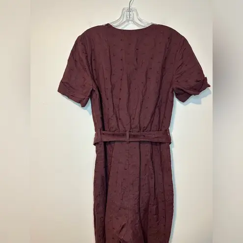 Stevie May Fia Belted Purple Straight Leg Linen Boho Casual Jumpsuit Sz M Size M