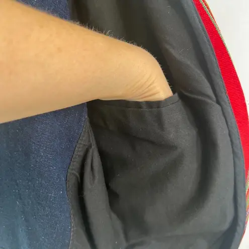 Embroidered Red Navy Vintage Cotton Hippie Western Rodeo Guatamalan Vest Small