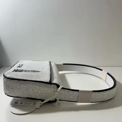 Staud I Love NY Tommy Beaded Shoulder Bag Purse Handbag White