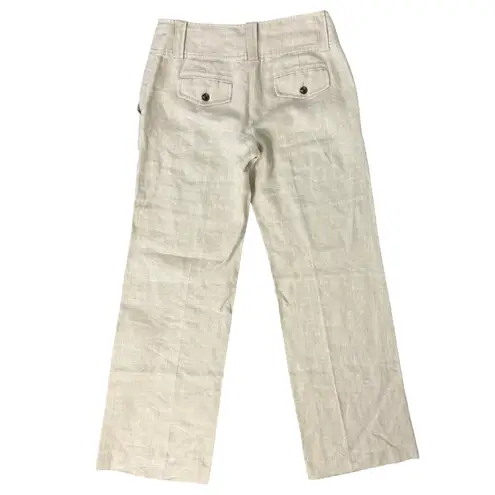 Joie Michael Kors Low Rise Khaki Tan Beige 100% Linen Wide Leg Button Pants Size 0