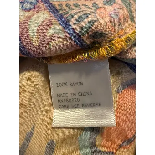 Haute Hippie Style M Sleeveless Button Back Boho Floral Blouse Top whimsi Y2K