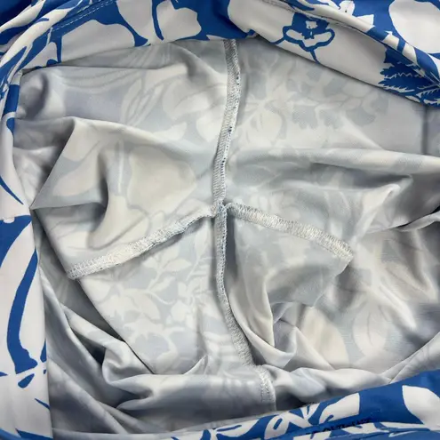 J. McLaughlin Newport Capri Pants Blue White Tropical Monstera Size M