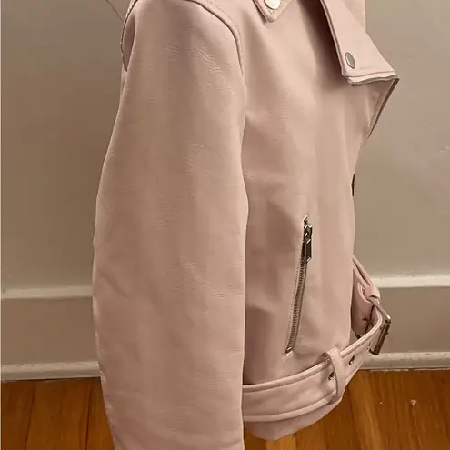 Forever 21  Y2K vegan leather blush pink Moto biker jacket, size S Barbiecore