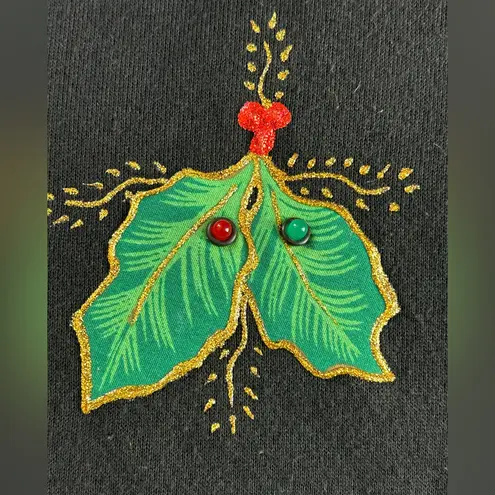 Vintage 90s reindeer holly leaves glitter puffy paint nostalgic sweatshirt XL