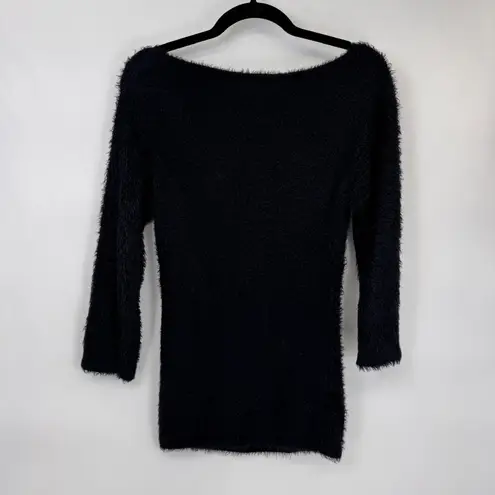 Karen Kane Vintage Y2K Sweater Womens Medium Black Eyelash Whimsigoth Lace Bow