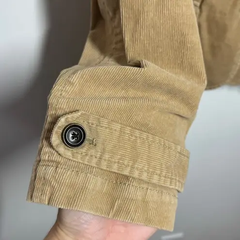 Ann Taylor Loft Women 12 Jacket Corduroy Tan Button Down Y2K 90s Pocket Peplum