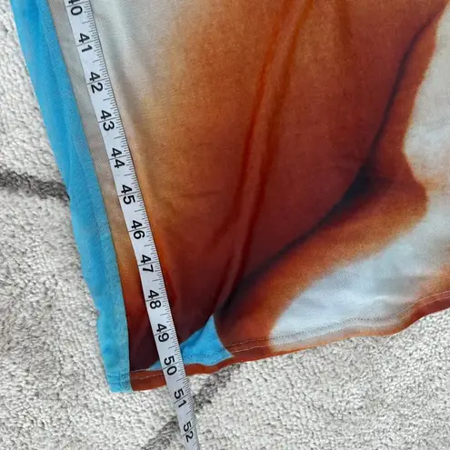 Tiger Mist  Blue Floral Stretch Sleevless Graphic Bodycon Maxi Dress Sz Med