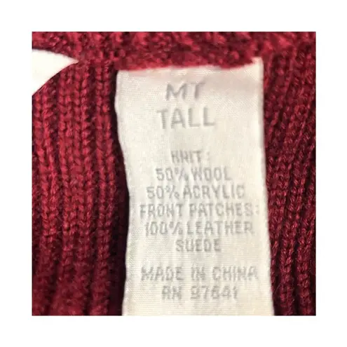 J. Jill Rustic Red Wool & Suede Patchwork Long Cardigan Medium Tall
