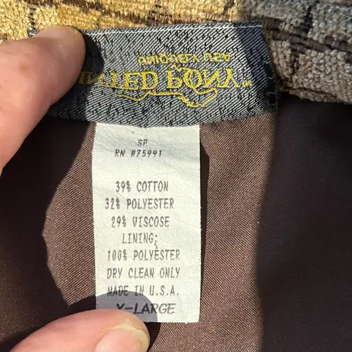 Painted Pony VTG Blazer Jacket Crocodile Tapestry Jacquard USA SZ XL Western Tan