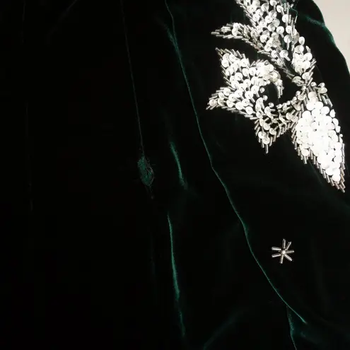 Vintage Green Sequin Beaded Velvet Dress