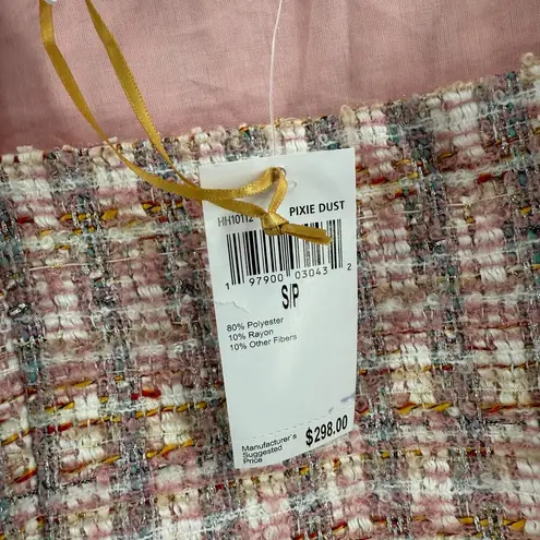 House of Harlow 1960 Crop Top Size Small NWT Pixie Dust Tweed Classic Pink Prep