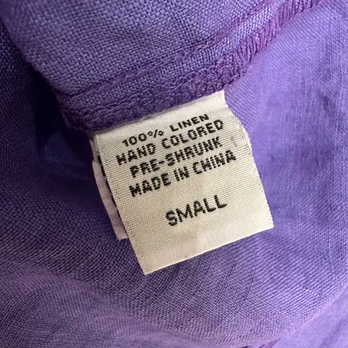 Russ Berens Malibu 100% Linen Dress Ruffle Women’s S Purple Hand Colored
