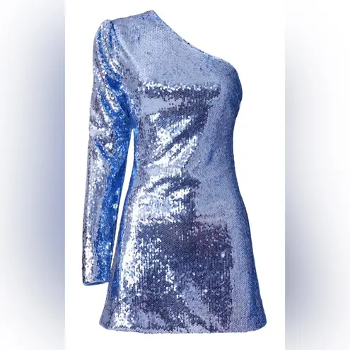 Bardot Blue Sequin One Shoulder Dress Periwinkle Blue-Purple Mini Dress sz 12