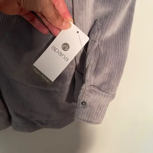 Apana Women's Corduroy Long Sleeve Snap Down Shirt Jacket - Shacket Medium Gray