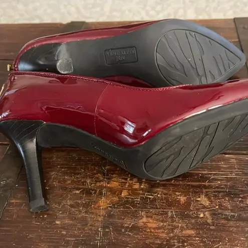 Anne Klein  Red Patent Leather High Heels 3.5" with Zipper Size 9