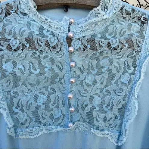 Vintage Jerri Lee New York baby blue crêpe lace bib front prairie dress 11 Size undefined