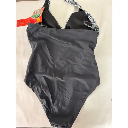 Jordan Emme  Halter One Piece Swimsuit Tummy Control Padded‎ Black S