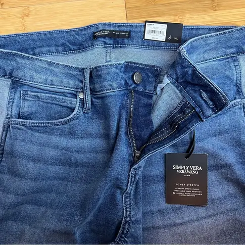 Simply Vera By Vera Wang Deven Jeans Straight Mid Rise Stretch Blue Women Sz 12