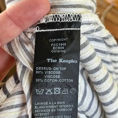 The Kooples Striped Lace Up Long Sleeve Blouse Ecru Size 3 (Large)