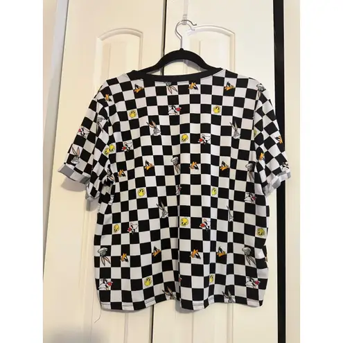 Looney Tunes Juniors SZ XL 15-17 Checkered Crop Shirt~Tweety Daffy
