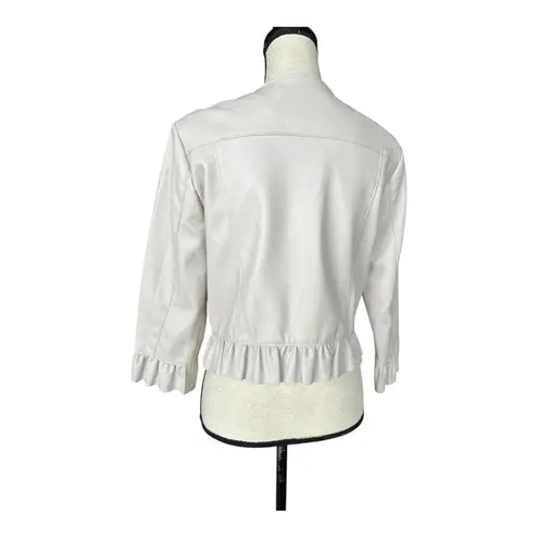 ZARA  Cream Blazer with Tailored Fit and Ruffled Sleeves Size L