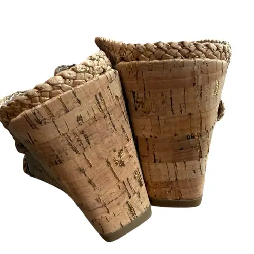 Donald J. Pliner Women’s 8.5 Parisaspe3 Cork Wedge Mediterranean Sandals Tan New