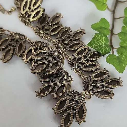 Statement AB Collar Necklace Earrings Set Gold