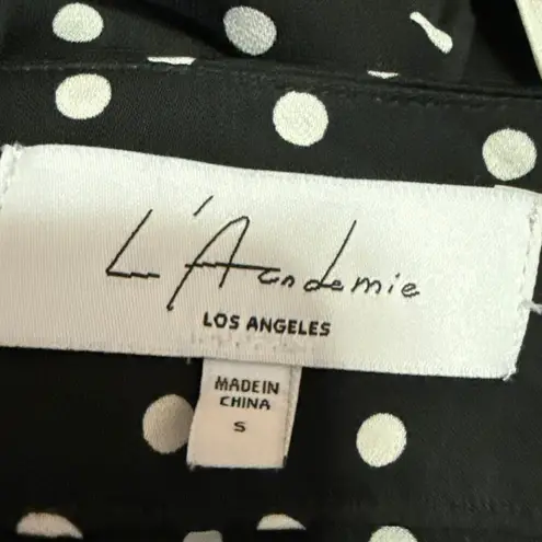 L'Academie Zillian Black White Polka Dot Side Zip Midi Sarong Wrap Skirt Size S