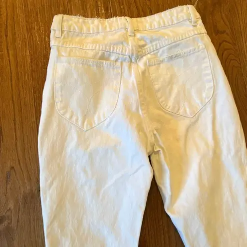 Rollas Layla high rise straight white distressed knee jeans size 27