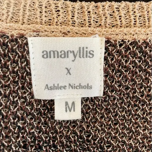 Amaryllis x Ashlee Nichols Leopard Stripe Oversized Lightweight Vneck Sweater M Tan Size M - Image 6