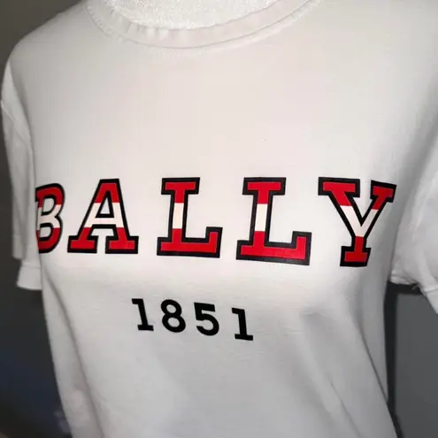 Bally of Switzerland 1851 Logo Tee White Red Italy Sz Eur 36 US Medium/Small
