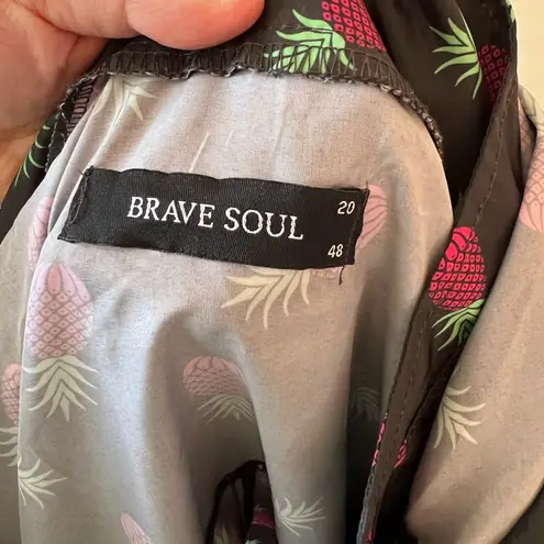 Brave Soul Women’s Black Pineapple Raincoat Jacket Zip Size 16