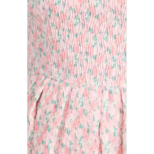 Endless Rose NWT Pink Floral Textured Bow Tie Mini Dress Square Neck Size Large - Image 3