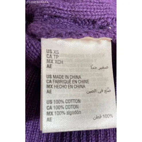 Karen Scott Purple Women's Sweater Dynasty V-Neck Mixed Knit 100% Cotton - XS