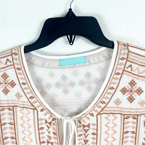 MELISSA ODABASH Natalia White Embroidered Bell Sleeves Lined Mini Dress Medium